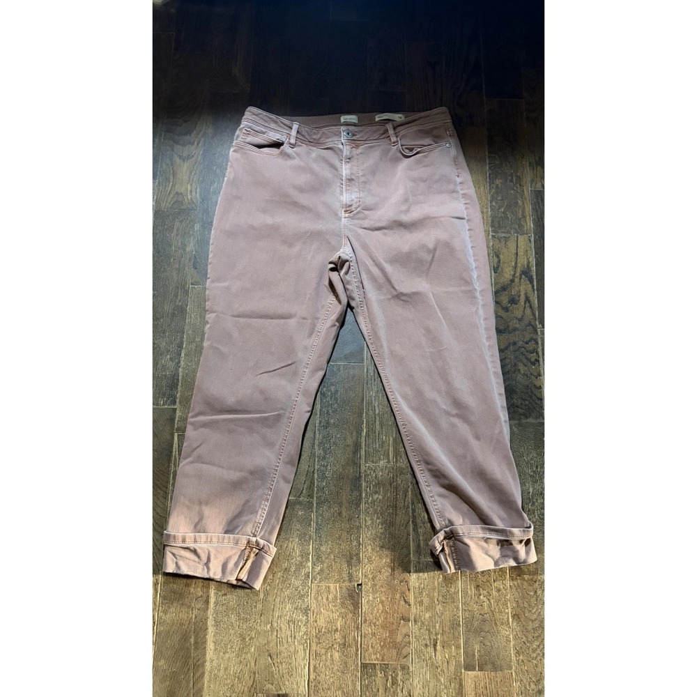 J. Jill Cropped Jeans 14 Womens Dusty Peach Cuffed Denim Stretch High rise